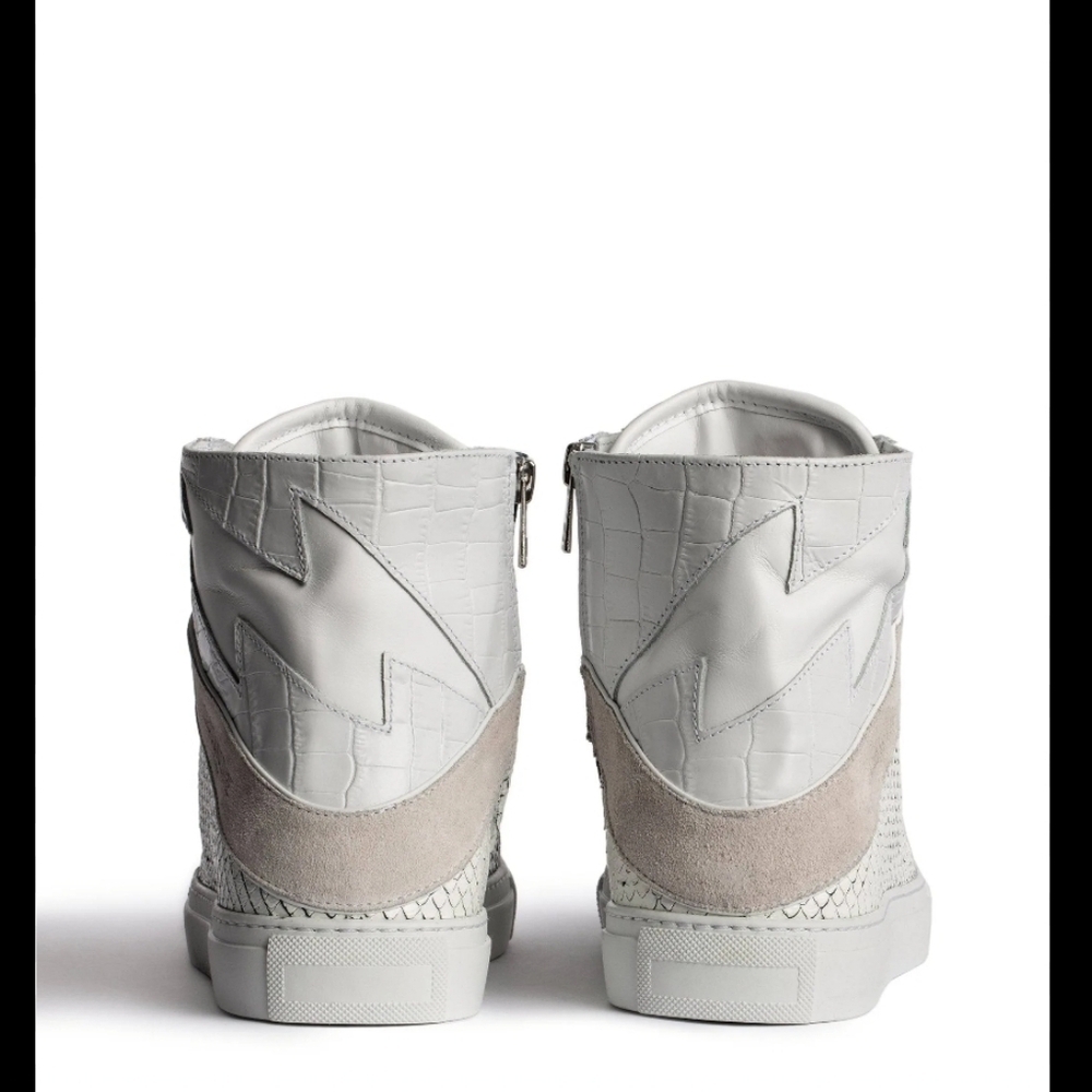 New!! Zadig & Voltaire, High Flash Keith Sneakers, Blanc(White), Size 38 - NIB - Picture 8 of 14